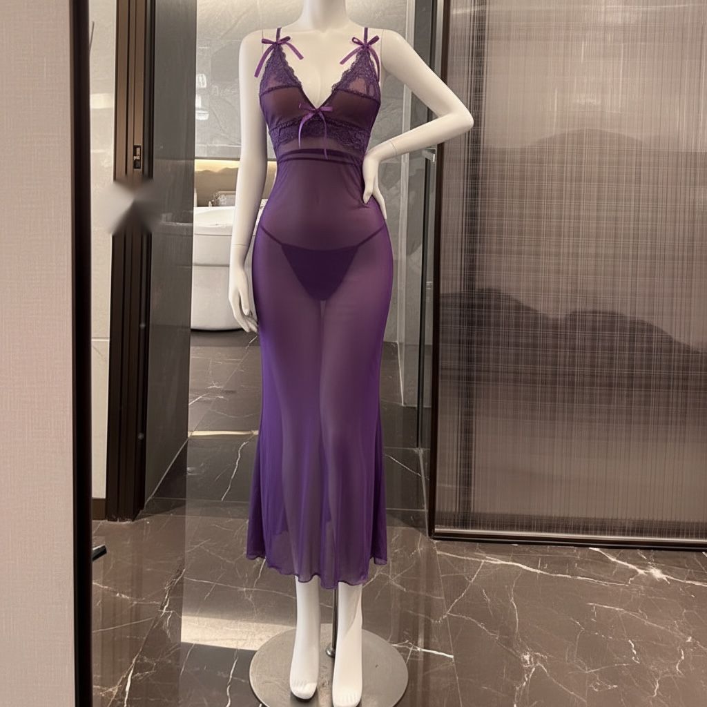 Vestido midi con encaje, escote en V ajustable, colección Noche Bellamour Lux